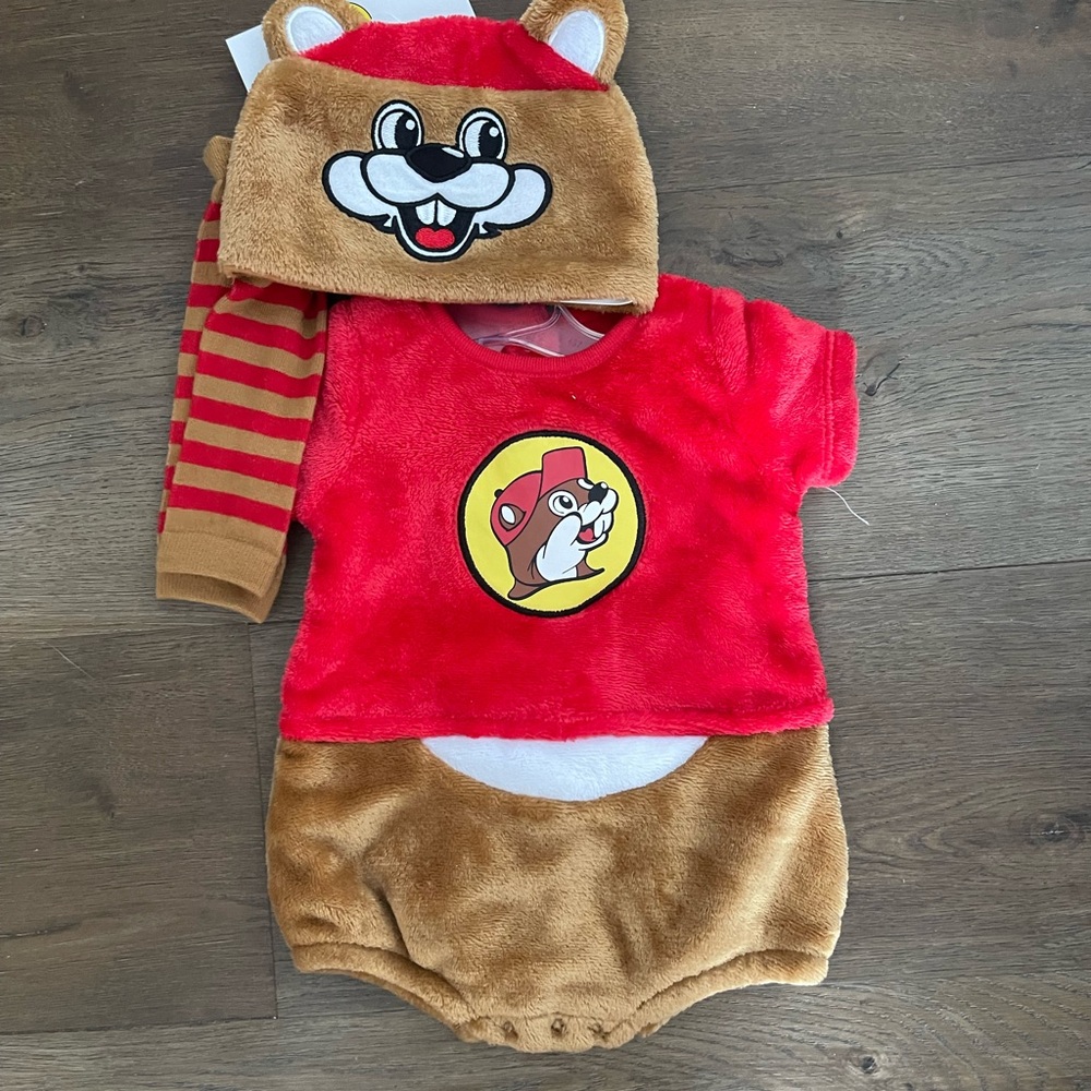 Buccee’s Red and Brown Plush Baby Romper